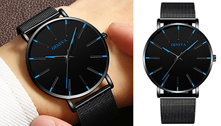 Men's Black Stainless Steel Quartz Movement Watch