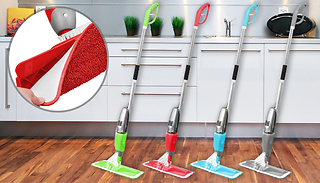 3-in-1 Magic Microfibre Spray Mop With Scraper Plus 2 Replacement Heads - 4...