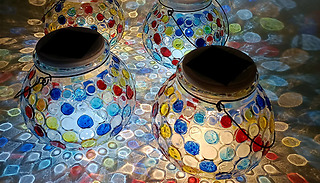 Solar-Powered LED Multi-Coloured Glass Light - 2 Colours