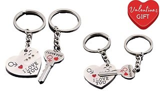 2-Piece Couple Heart Key Chain Set