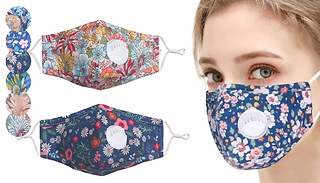 3-Pack of Reusable Floral Face Coverings & 20 Filters - 6 Designs
