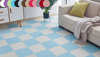 5, 10, 20 or 30-Pack of Plush Puzzle Foam Floor Mats - 13 Colours