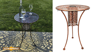 Bronze Metal Bistro Table with Solar LED Light