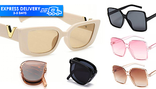 Sunglasses with Pouch, Cleaning Cloth & Necklace - 11 Designs