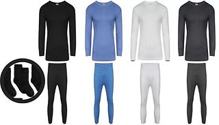Thermal Long John & T-Shirt Set - 4 Colours & 5 Sizes with Optional So ...