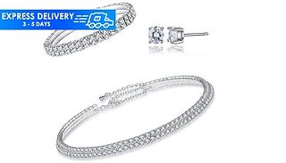 Double Row Tri-Set With Crystals From Swarovski - Silver or Rose Gold