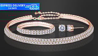 Rose Gold Double Row Tri-Set With Crystals From Swarovski