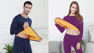 Thermal Fleece-Lined Long Johns Set - 7 Colours, 8 Sizes 