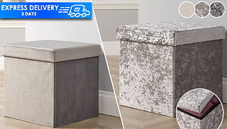 Velvet Foldable Storage Stool Seat - 3 Colours