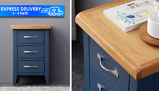 Royal Blue Oak Top 3-Tier Bedside Drawers