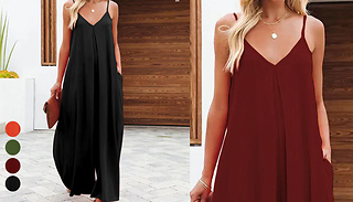 Sleeveless Baggy Fit Casual Jumpsuit - 4 Colours & 5 Sizes 