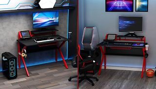 HOMCOM Gaming Computer Desk with Monitor Stand