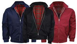 Men's Tartan Lined Harrington Jacket - 5 Sizes & 3 Colours