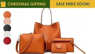 4-Piece Faux Leather Handbag Set - 5 Colours