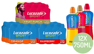12 Bottles Lucozade Caffeine-Free Sports Drink - 3 Flavours