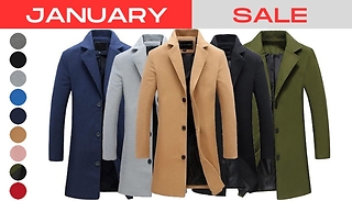 Men's Lapel Smart Trench Coat - 9 Colours & 6 Sizes