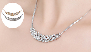 Gold or Silver Woven Statement Crystal Choker - 1 or 2