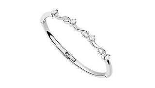 Swarovski Elements 18K White Gold Plated Four Stone Bangle