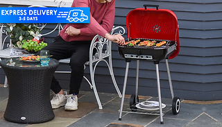 Portable Trolley Grill Barbecue with Lid & Storage Shelf