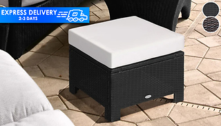 Rattan Garden Stool with Seat Cushion - 2 Colours