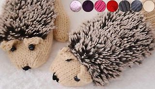 Women's Knitted Hedgehog Mittens - 9 Colours