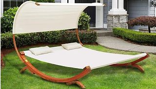 Wooden Double Sun Lounger with Canopy 