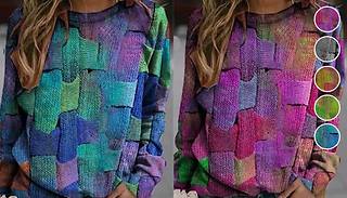 Women's Print Round Neck Pullover - 5 Colours & 6 Sizes