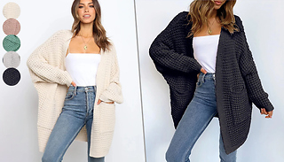 Oversized Knitted Long Cardigan - 5 Colours & 4 Sizes
