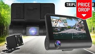 Triple Vision Dash Cam - Front, Rear & Interior Lenses
