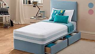 Luxury Divan Single Bed and Memory Foam Mattress - 2 Colours & Drawer ...