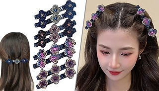 8 Sparkling Rhinestones Braided Hair Clips