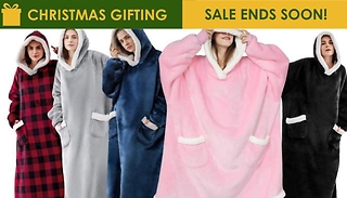 Fleece-Lined Floor-Length Hooded Blanket - 5 Colours