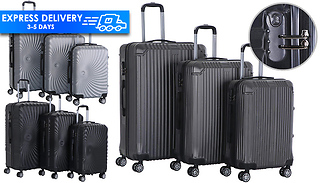 Set of 3 Hard Shell 4-Wheel Lightweight Locking Suitcases - 3 Colours