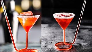 1 or 2 Built-in Spiral Straw Cocktail Glasses