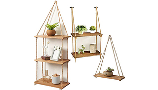 Solid Natural Floating Wooden Shelves - 1, 2 or 3 Tiers
