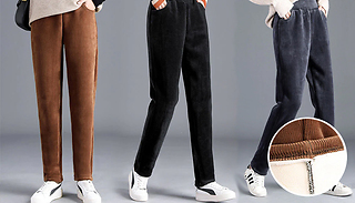 Women's Corduroy Fleece Lined Trousers - 3 Colours & 5 Sizes