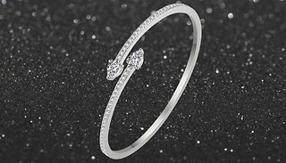 Water Drop Open Bangle With Cubic Zirconia