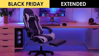 Reclining Swivel Gaming Chair With Foot Rest & Massager- 4 Colours