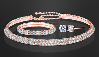 Rose Gold Double Row Tri-Set With Crystals From Swarovski