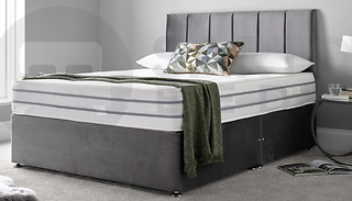 Velvet Eton Memory Divan Set With Optional Storage & Mattress - 5 Colo ...