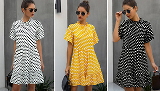 A-Line Summer Polka Dot Dress - 4 Sizes & 3 Colours