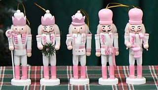 5-Pack Pink Nutcracker Tree Decorations 