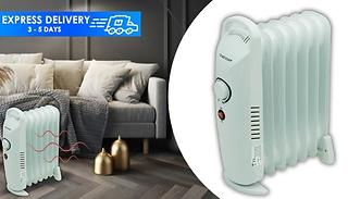 Portable 7-Fin Oil-Filled Radiator - With Adjustable Thermostat 