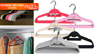50x Non-Slip Flocked Clothes Hangers - 5 Colours