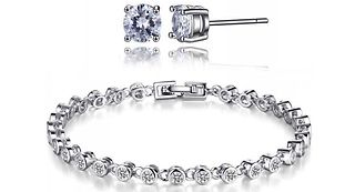 Chain Link Jewellery Set Made With Swarovski Crystals