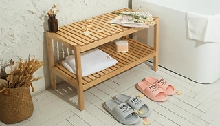 2-Tier Solid Wood Birch Shoe Rack
