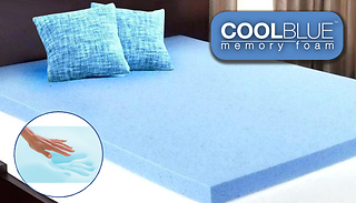 CoolBlue 2-Inch Memory Foam Mattress Topper & Optional Cover - 6 Sizes