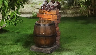 LED Wine Bottle & Barrel Garden Water Feature