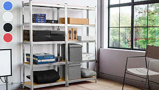 1 or 2 Heavy Duty 5-Tier Fortified Metal Shelving Units - 4 Colours