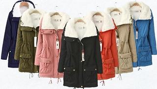 Women's Fleece-Lined Winter Parka Coat - 7 Colours & 6 Sizes